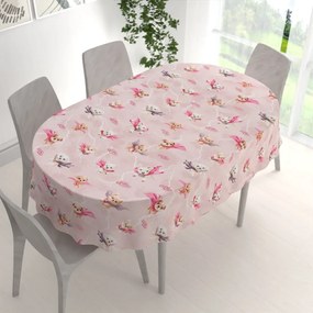 Biante Detský bavlnený oválny obrus Sandra SA-650 Psí superhrdinovia na staroružovom 140x160 cm