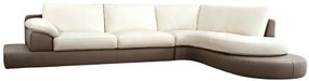 Kožená sedacia súprava CAPUCINE rohová, pravá, biela (bianco 309) / sv. hnedá (tortora 312)