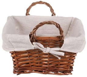 Prútený kôš s látkou hnedá, 35 x 25 x 13 cm