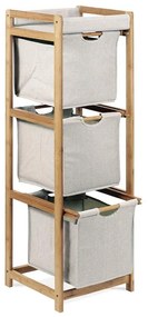 Komoda bambus, 3-zásuvková, látka sivá - DR-012-3