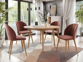 Okrúhly stôl Botiler FI 100 so 4 stoličkami ST100 04, Farby: natura, Potah: Magic Velvet 2217