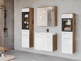 Kúpeľňový nábytok Apogon II, Farby: wotan / biely lesk, Sifón: bez sifónu, Osvetlenie: bez osvetlenia, Umývadlová batéria: nie