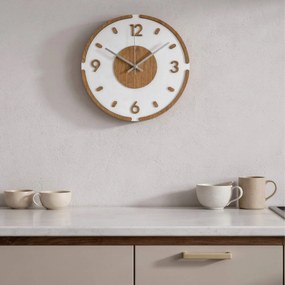 SENTOP | Moderné okrúhle nástenné hodiny – dubová a plexisklo | SENTOP IA-225-S-DUB-CIERNE-20 analógové