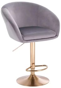 LuxuryForm DESIGN Barová stolička VENICE VELUR na zlatom tanieri - svetlo šedá