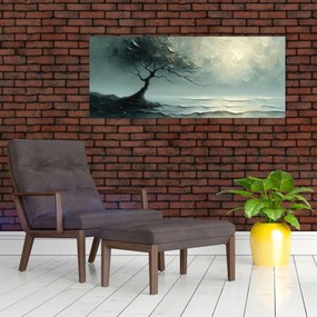 Obraz - Olejomaľba stromu s oceánom (120x50 cm)