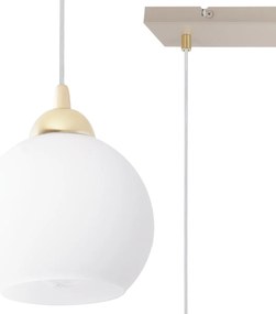 Závesné svietidlo Eliza, 4x biele sklenené tienidlo, g/be