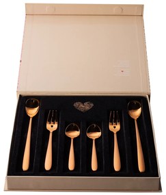 Darčekový set so srdiečkom 6 ks ružovo-zlatý — Love Cutlery - 116445