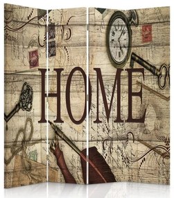 Ozdobný paraván Home Písmo Retro Brown - 145x170 cm, štvordielny, klasický paraván