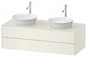 DURAVIT White Tulip závesná skrinka pod dve umývadlá na dosku, 2 zásuvky, 1300 x 550 x 408 mm, nordická biela vysoký lesk, WT4988BH4H4