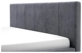 Antracitová čalúnená dvojlôžková posteľ s úložným priestorom s roštom 180x200 cm Lizzano – Meise Möbel