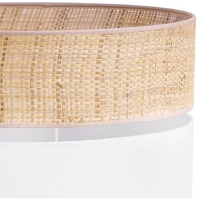 Závesné svietidlo Rattan, 1x ratanové/biele textilné tienidlo, (fi 45cm)