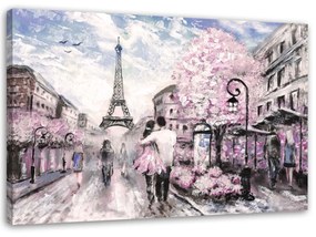 Obraz na plátně Růžová Paříž jako malovaná - 120x80 cm