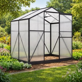 Skleník so základňou BestBerg BBGH-406B / 2,5 m² / 130 × 190 × 194 cm / čierna