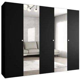 Šatníková skriňa 250 cm Parna 2 (čierna + strieborná). Akcia -20%. Vlastná spoľahlivá doprava až k Vám domov. 1125949
