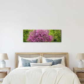 Obraz rozkvitnutého stromu na lúke (s hodinami) (90x30 cm)