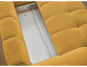 Ženilková rozkladacia/s úložným priestorom rohová pohovka v horčicovej farbe (pravý roh/do L) Everest – Bobochic Paris