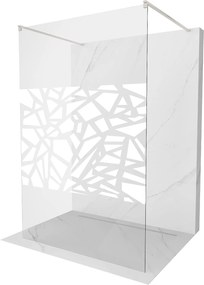 Mexen Kioto, sprchová zástena Walk-In 130 x 200 cm, 8mm číre sklo biely vzor, brúsená oceľ profil,  800-130-002-97-85