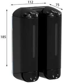 MARPLAST MARPLAST, SHOWER MEDIUM dvojitý dávkovač tekutého mydla 2x250ml, čierna, A94803