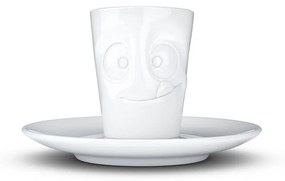 Biela maškrtná porcelánová šálka na espresso s tanierikom 58products, objem 80 ml