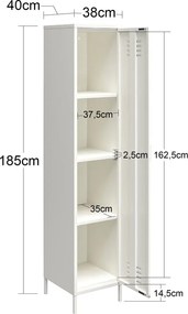 Biela kovová skrinka 38x185x40 cm Mission District – Støraa