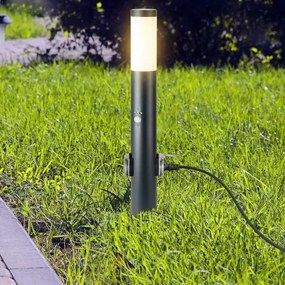 Vonkajšia lampa so senzorom a 2 zásuvkami 1xE27/60W/230V IP44 60cm antracit