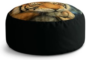 Taburet Circle tiger, oranžová / čierna