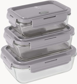 Úložné dózy z borosilikátového skla Taupe Collection, 3 ks