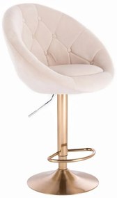 LuxuryForm Barová stolička VERA VELUR na zlatom tanieri - krémová