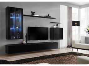 Obývacia stena Switch Sklo +LED XII čierna