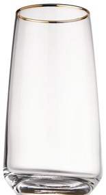 TOUCH OF GOLD Sada pohárov na long drink so zlatým okrajom 480 ml 6 ks