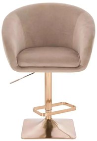 LuxuryForm DESIGN Barová stolička VENICE VELUR na zlatej hranatej podstave - latte