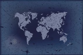 Tapeta vintage mapa v modrom prevedení