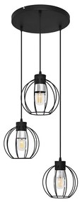 Luster na lanku STARLIGHT 3xE27/15W/230V čierna/strieborná