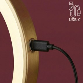 Rea Glow, kozmetické LED zrkadlo nástenné 20 cm, zlatá matná, HOM-70002