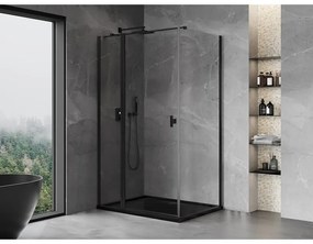 Mexen Mist T, sprchový kút s krídlovými dverami, 75 x 115 cm, 8mm číre sklo, čierny profil, 8A4T-115-075-70-00