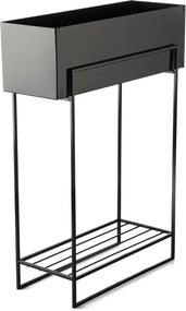 KOVOVÝ KVETINÁČ SO STOJANOM RECT 82X23X60 CM ČIERNA