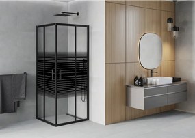 Mexen Rio štvorcová sprchová kabína 80 x 80 cm, čierne pruhy, čierna - 860-080-080-70-20