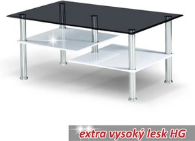 Konferenčný stolík Sven - oceľ / čierna / biely vysoký lesk