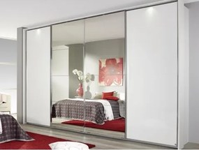 Šatníková skriňa Syncrono, 316 cm, biela/zrkadlo%