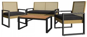 Set záhradného nábytku Lamokot, Farba:: czarny / rattan + akacja