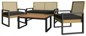 Set záhradného nábytku Lamokot, Farba:: czarny / rattan + akacja