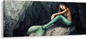 Obraz - Morská panna na skale (120x50 cm)