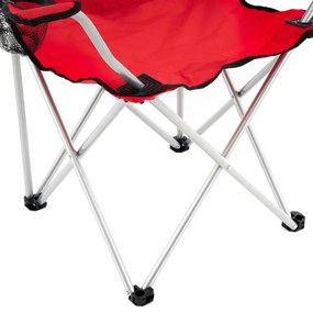 Divero 68318 Skladacia kempingová stolička s držiakom nápojov, červená