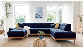 Námorníckymodrá rozkladacia pohovka do "U" Miuform Dazzling Daisy, pravý roh