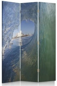 Ozdobný paraván Pohled na mořskou vlnu - 110x170 cm, trojdielny, obojstranný paraván 360°