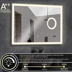 AQUAMARIN Kúpeľňové zrkadlo s LED osvetlením, 100 x 80 cm