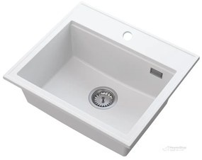 Gamma Modern 5055, 1-komorový granitový drez 560x500x210 mm, biela, GMA-ZM-55-WH