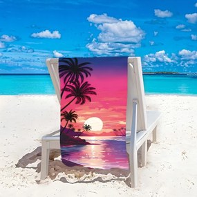 Plážová osuška TAHITI 100x180 cm fialová, 100% mikrovlákno