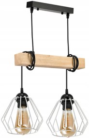 BERGE LED závesné stropné svietidlo, drevený trám, 2xE27, Diamond White Luster