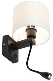 Moderná nástenná lampa čierna s bielym tienidlom - Brescia